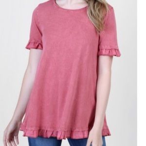 Acid washed ruffled shirt from altard state